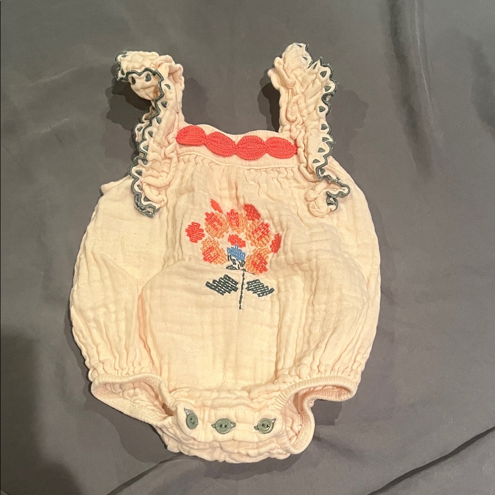 Floral Embroidered Kids One Piece